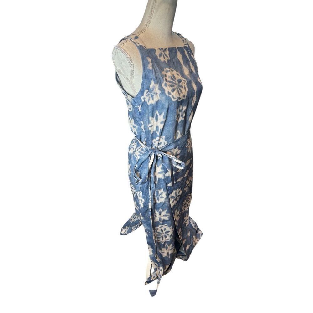 Rebecca Taylor 100% Linen Chambray Wrap Dress Midi Designer - Picture 3 of 5